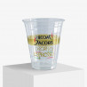 Printed plastic cup in colour with logo of 'Jacobs espresso'