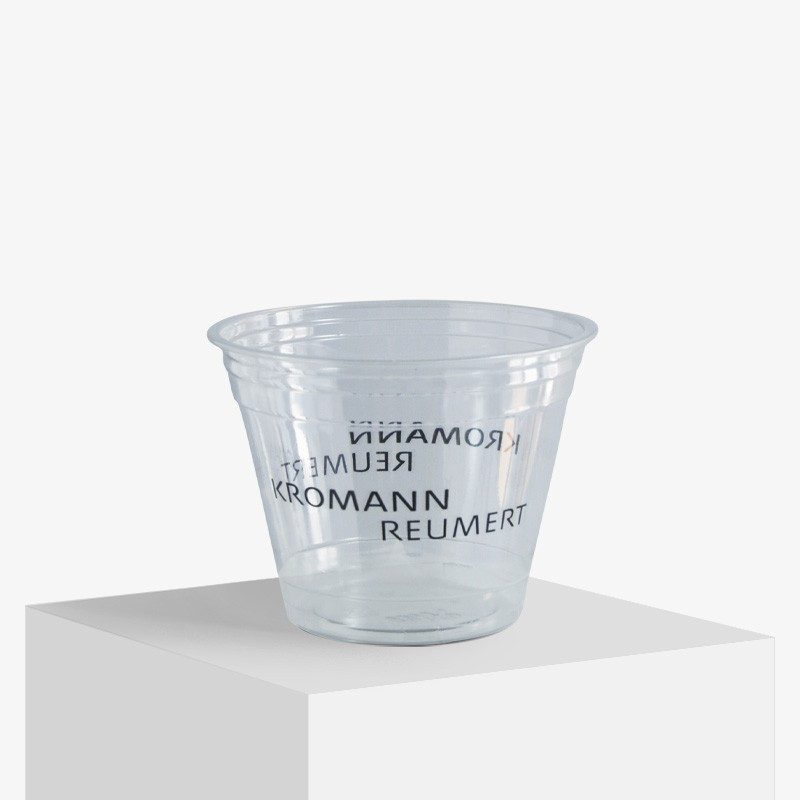 Branded 250 ml plastic cup with 1-colour print