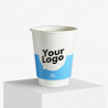 Custom BIO+FSC double wall paper cup 240 ml with glossy surface
