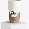 450 ml single wall paper cup with your logo in white and brown