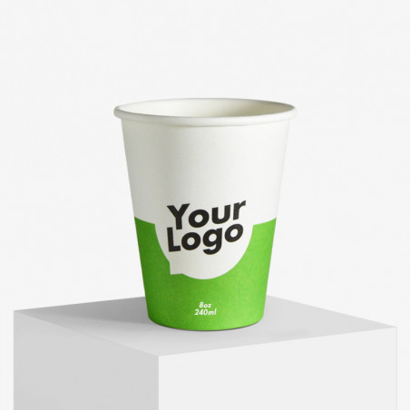 Paper cup with your logo in green and white