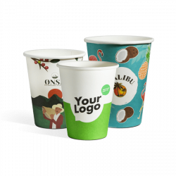 Biodegradable single wall paper cups with logo