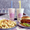 Custom 1-color printed plastic cups for milkshake with 'Bando Burgers' logo