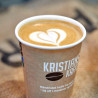 Custom printed biodegradable paper cup with logo 'Kristians Kaffe'