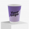 BIO-double wall paper cup in purple with digital print and logo