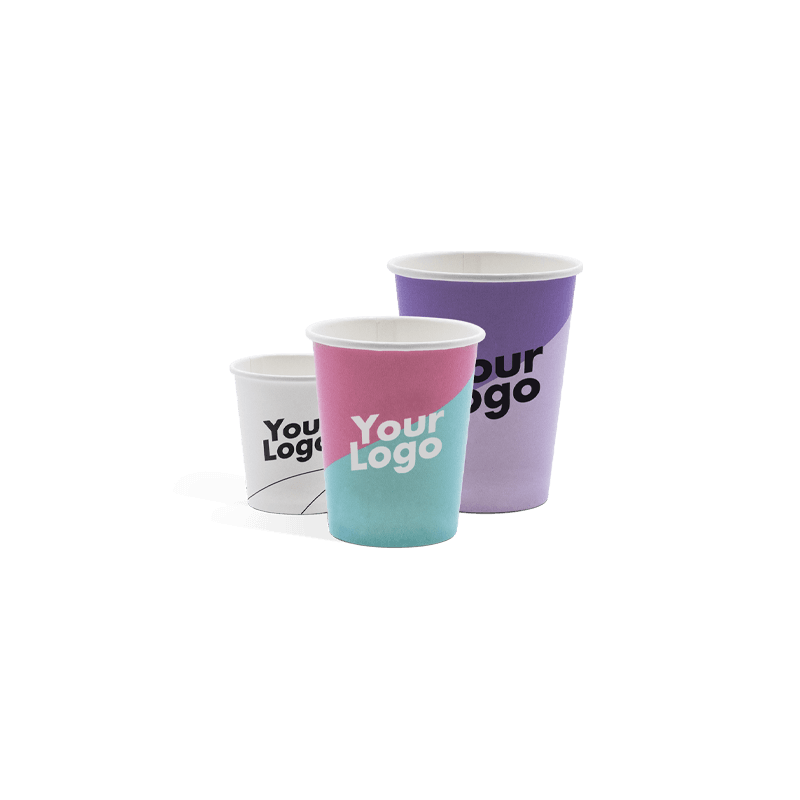 Custom printed single wall paper cups in different colors