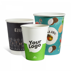 Single and double wall paper cups with custom...